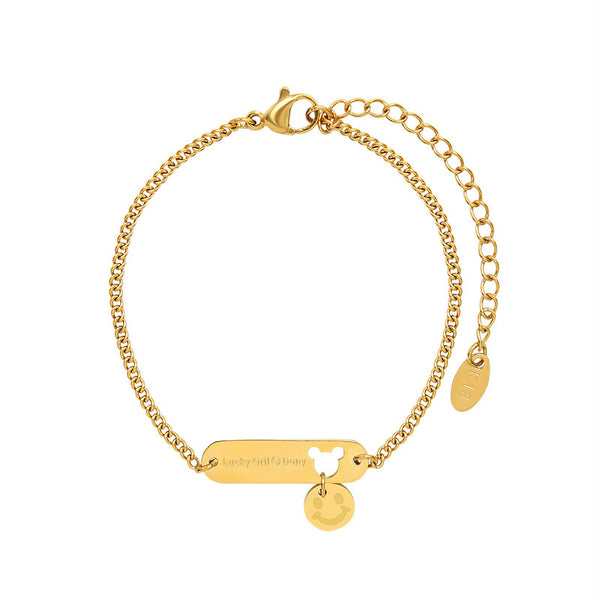 Processing custom titanium steel plated 18k real gold color retention bracelet women's jewelry European and American new jewelry exquisite