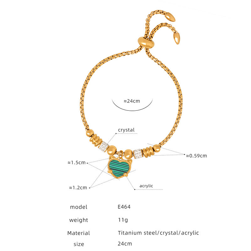 Titanium steel electroplated 18k gold non-fading pendant bracelet female, new retro heart-shaped pendant bracelet wholesale pp