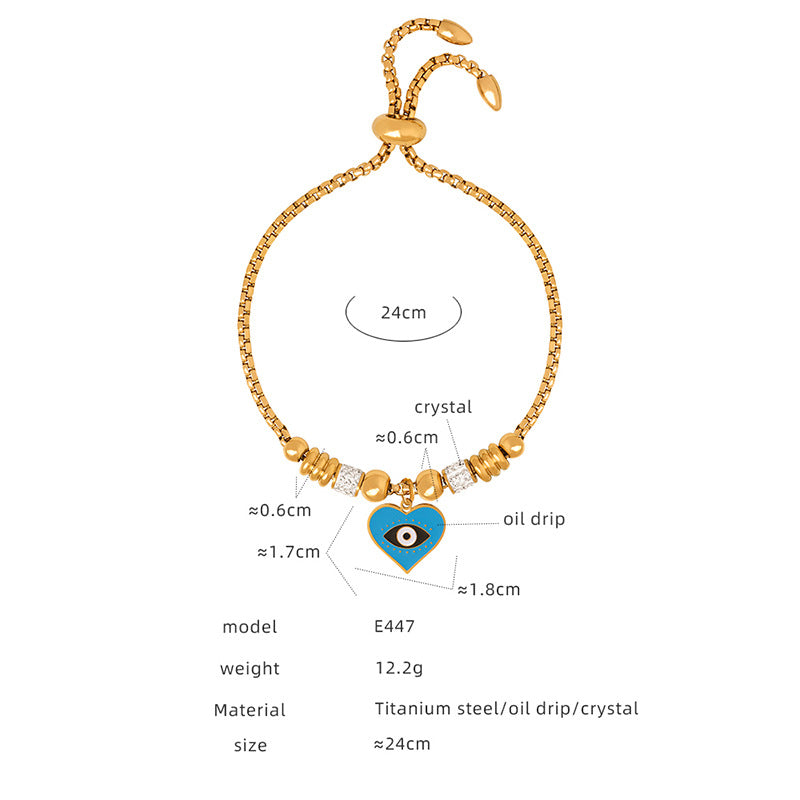 Retro personality versatile all kinds of exaggerated eye pendant titanium steel bracelet women's jewelry spot wholesale pp