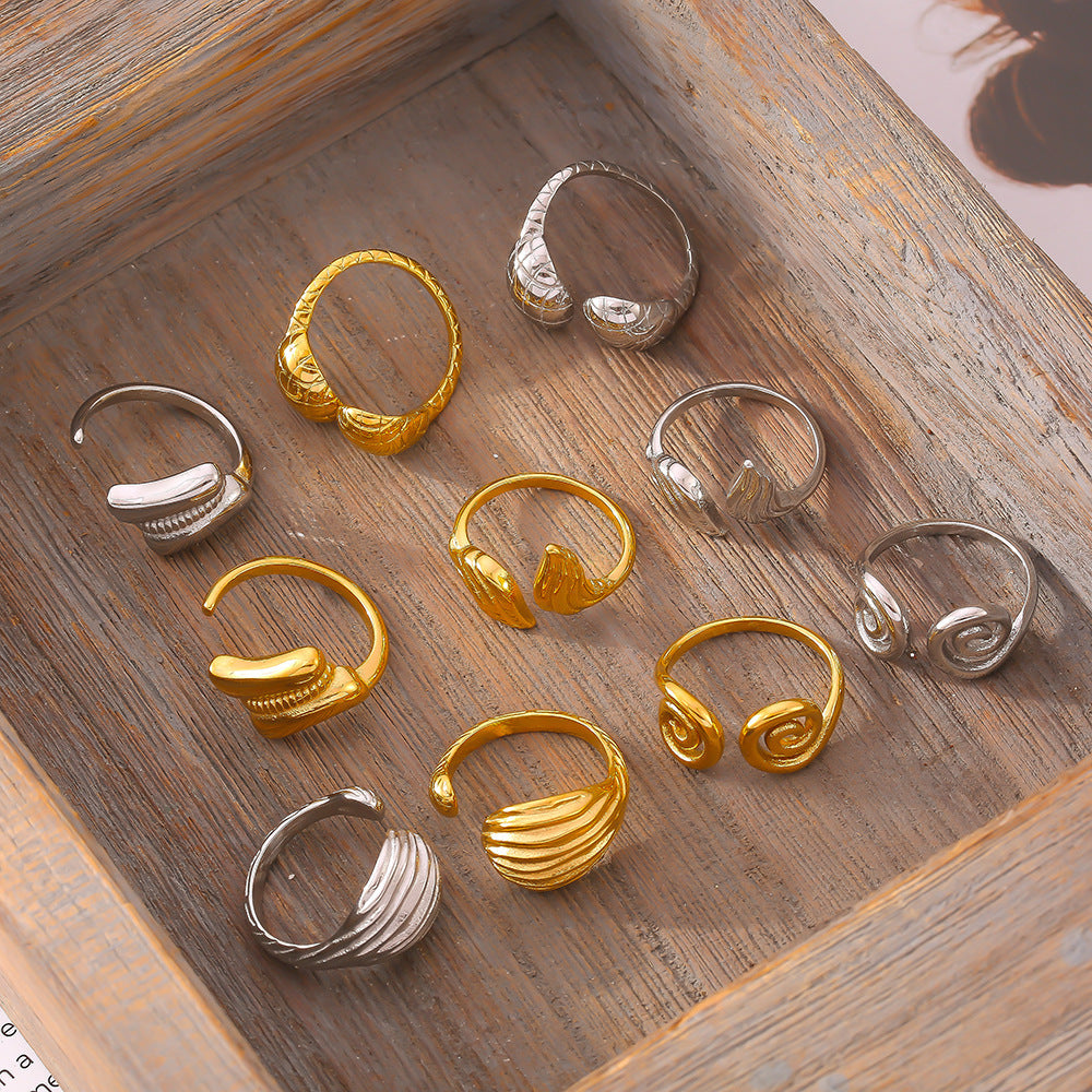 New thread opening ring creative personality design ring titanium steel plated 18k real gold jewelry women pp