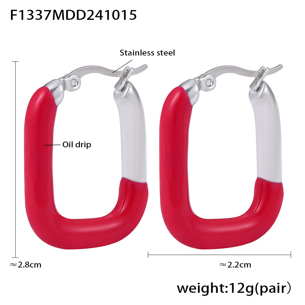U-shaped drip earrings, fashionable new trendy stainless steel gold-plated color-preserving ear jewelry