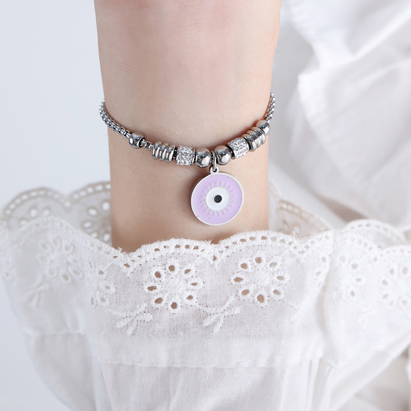 Retro personality versatile all kinds of exaggerated eye pendant titanium steel bracelet women's jewelry spot wholesale pp