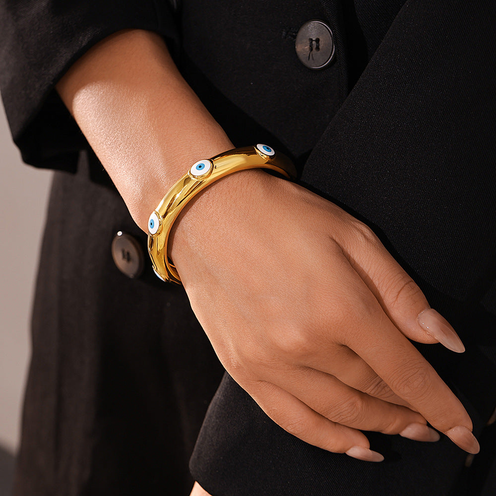 Titanium steel oil dripping eye bracelet 18k gold-plated light luxury funny devil's eye personalized bracelet jewelry spot 99
