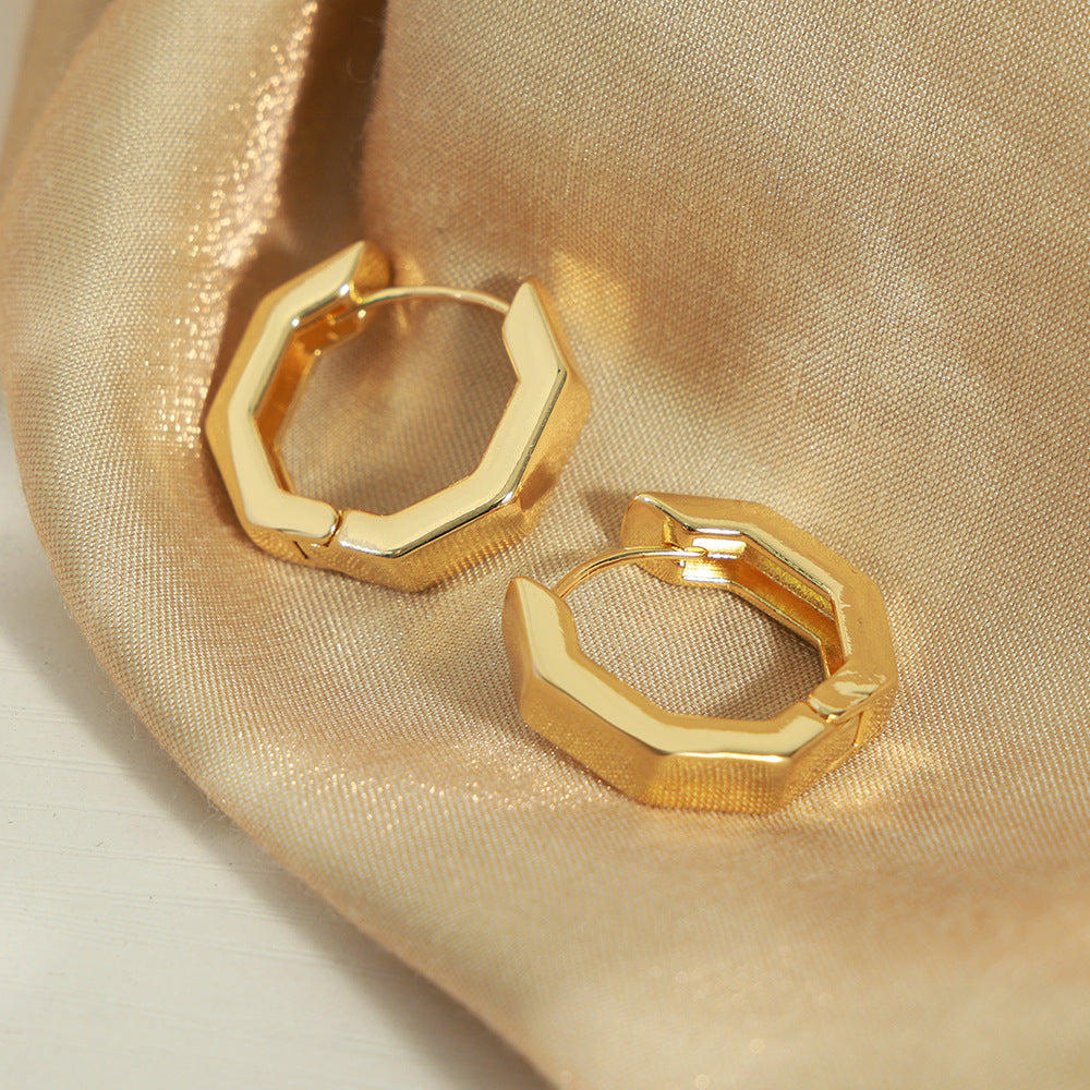 New simple ins style personalized niche design copper geometric polygon design earrings jewelry women