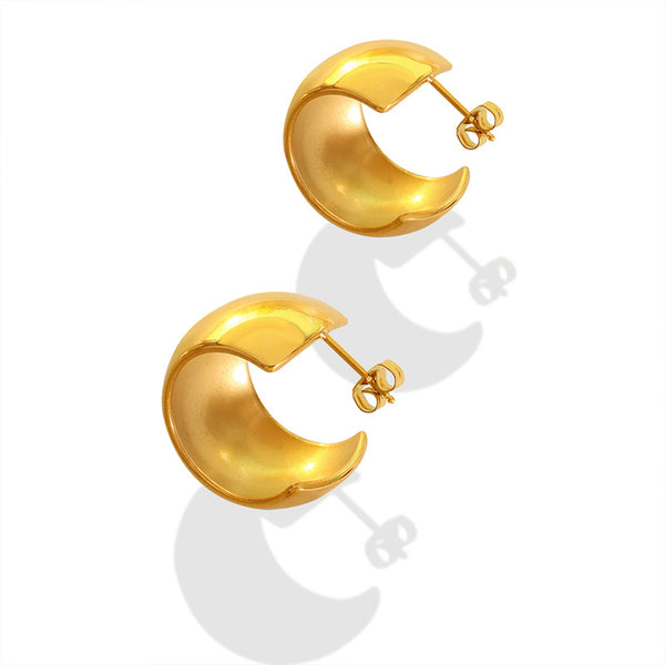 Jewelry geometric smooth C-shaped earrings fashionable niche does not fade does not fade gold-plated ear jewelry wholesale