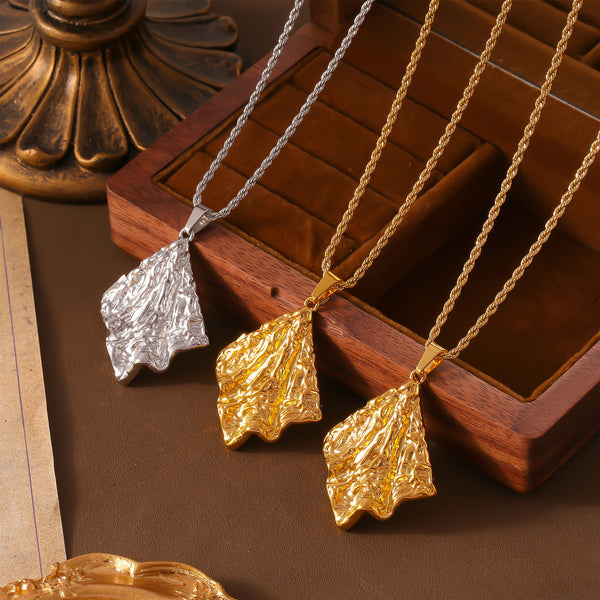 Retro niche personalized twist chain jewelry geometric folds texture design sense square brand pendant titanium steel necklace pp