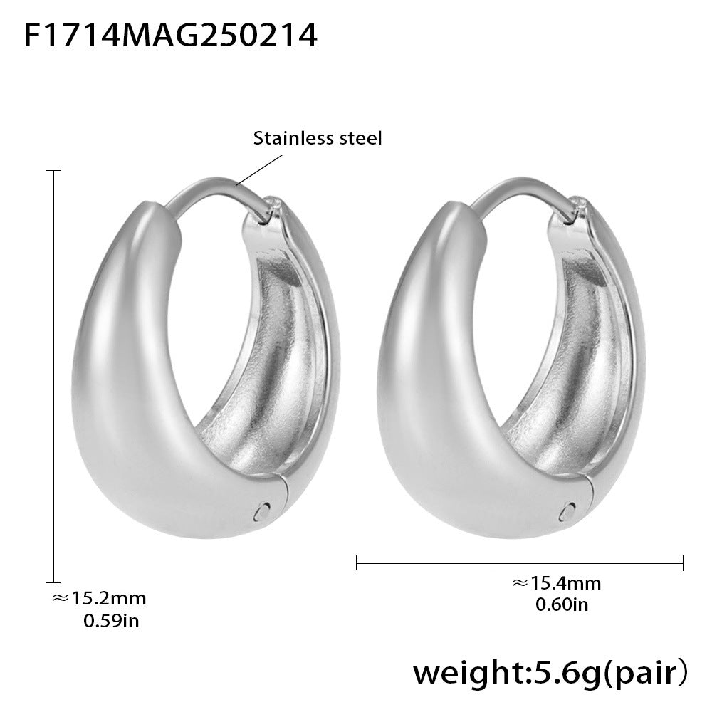 Circle earrings European and American small ear buckles niche plain rings stainless steel high polish gold color matching earrings 99