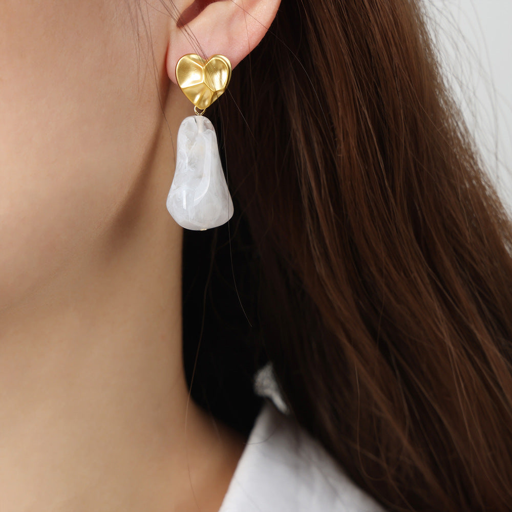New retro court style new stud earrings resin pendant geometric smudge earrings jewelry women