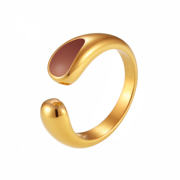 Water drop shaped weight glaze opening ring women's simple fashion design stainless steel ring index finger ring wholesale pp