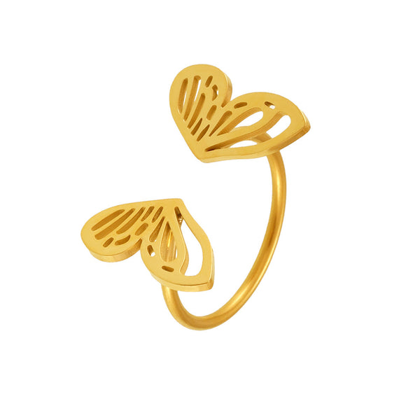 Butterfly fairy ring female creative opening niche design stainless steel plated 18K real gold color retention hand jewelry 99