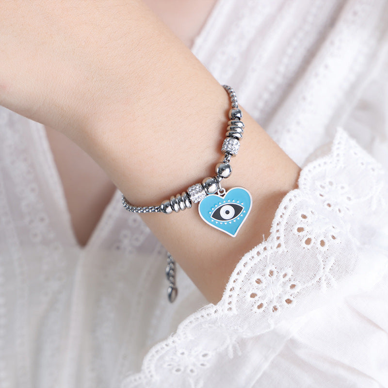 Retro personality versatile all kinds of exaggerated eye pendant titanium steel bracelet women's jewelry spot wholesale pp