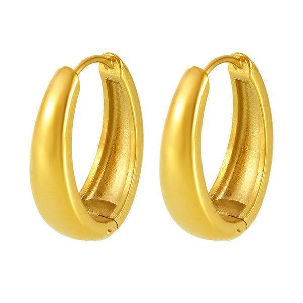 New temperament ring earrings geometric oval earrings stainless steel gold-plated earrings accessories wholesale