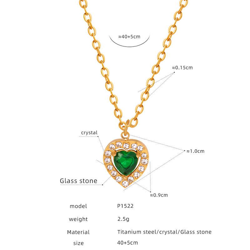 New retro style temperament light luxury freshwater pearl French pendant necklace titanium steel stud earrings jewelry set