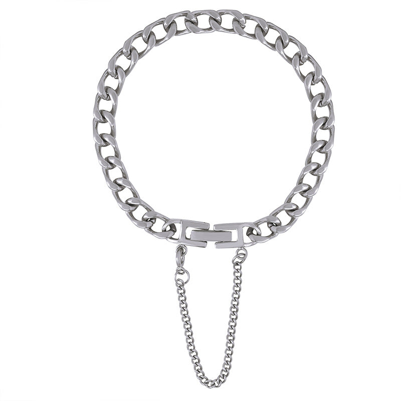 Cold wind personality geometric chain splicing design sense minimalist wind titanium steel gold-plated jewelry set
