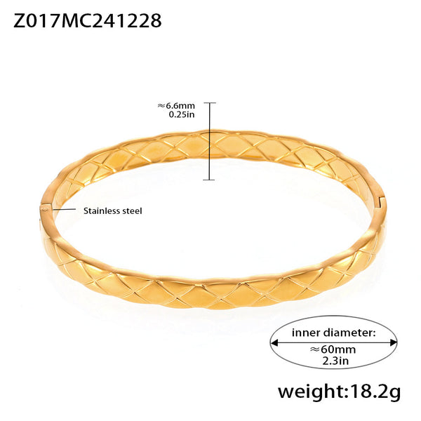High version texture Xiaoxiang rhombus buckle bracelet PVD electroplating 18K real gold factory wholesale personality
