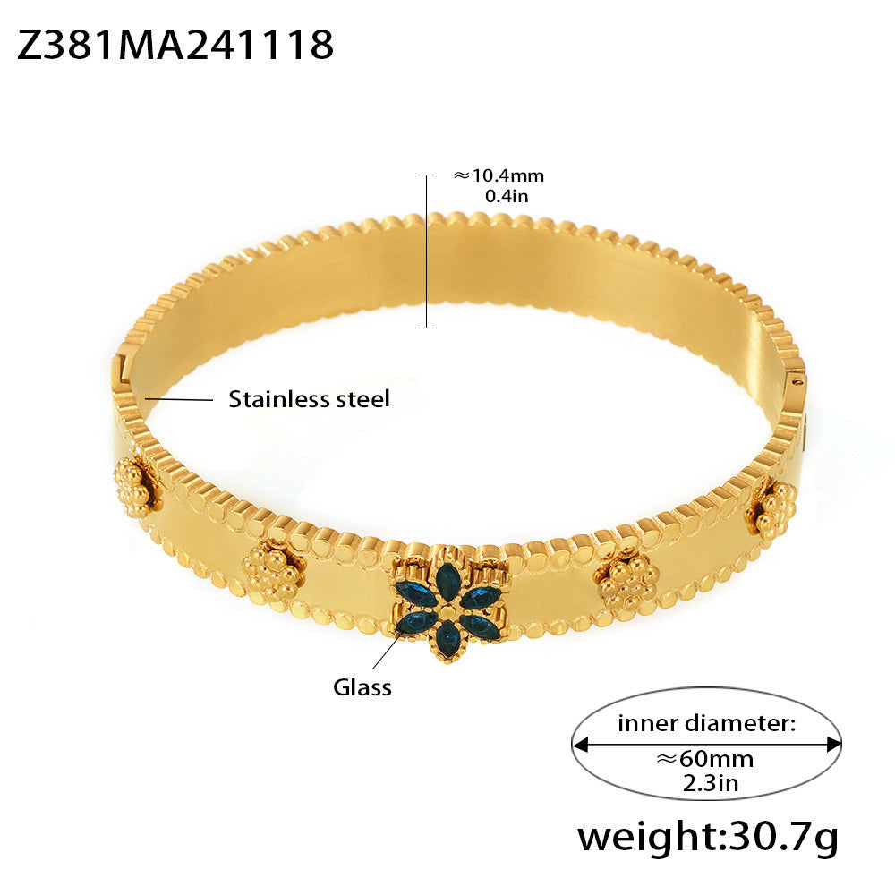 Christmas snowflake zircon buckle bracelet jewelry stainless steel plated 18K real gold pp