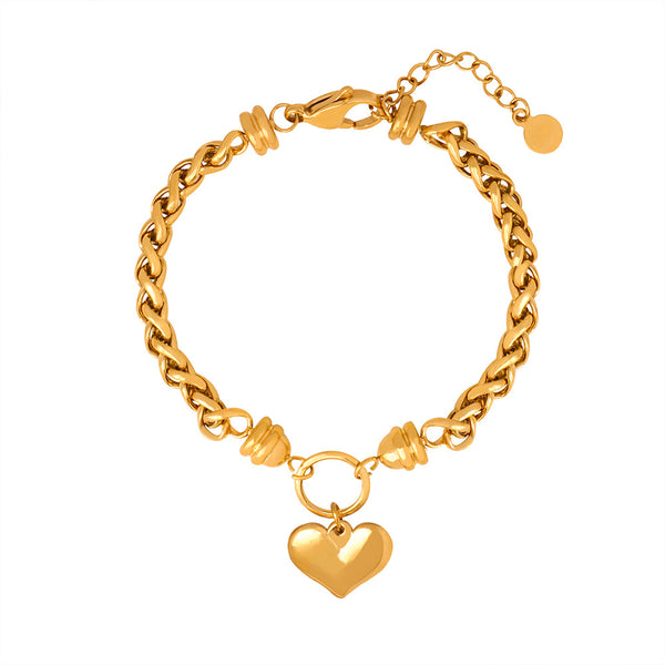 Personalized niche geometric chain woven winding design love pendant titanium steel romantic elegant bracelet