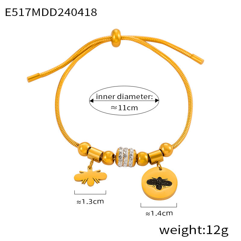 Hot-selling diamond-encrusted ring design snake bone chain jewelry love life tree pendant pull-out buckle titanium steel bracelet