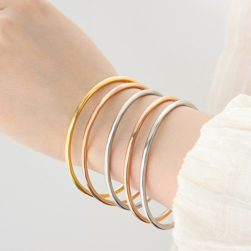 Simple niche design Titanium steel gold-plated plain ring ring bracelet Versatile jewelry women's bracelet 99
