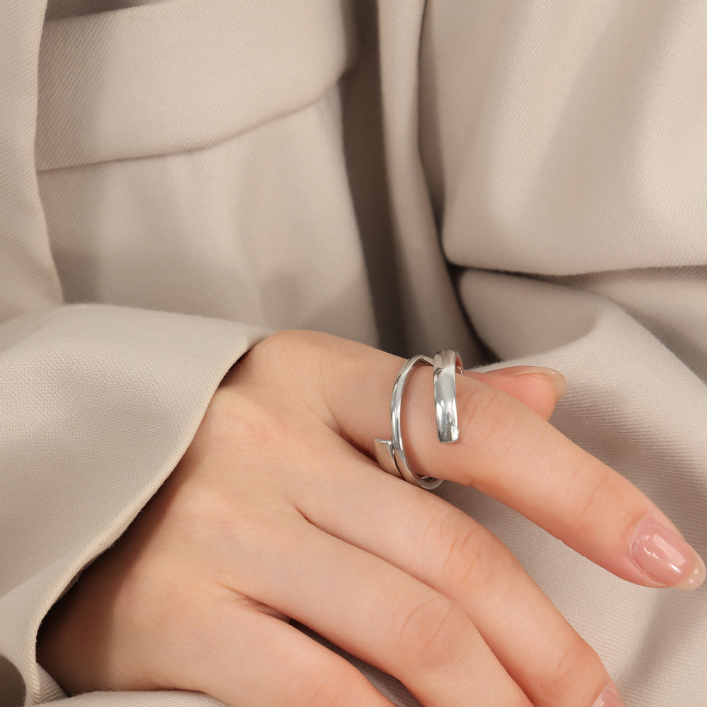 New simple personality niche design titanium steel gold-plated irregular fashion ring jewelry wholesale pp