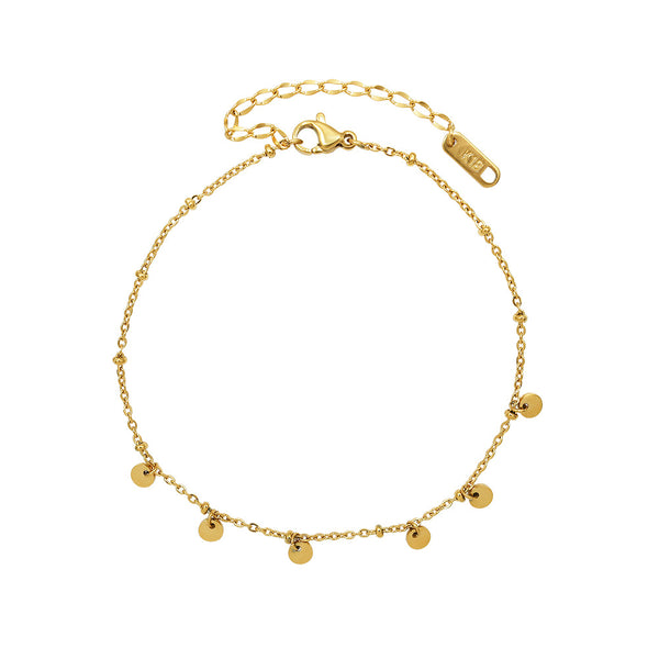 Jewelry legchain disc fringed anklet, titanium steel 18k gold foot decoration beach jewelry S113