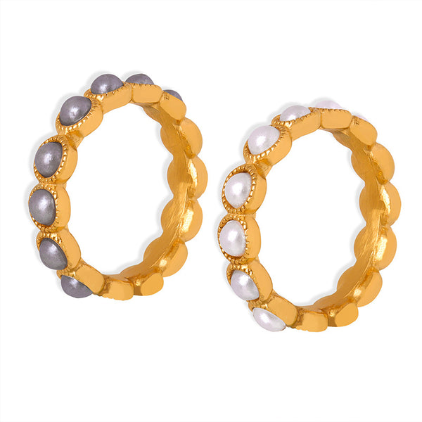 Vintage Gypsy Baroque High Gloss Beads Light Luxury Elegant Temperament Titanium Steel Ring Women's Ring Jewelry