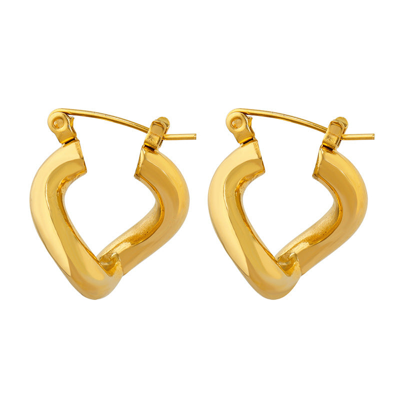 Marka style jewelry geometric twist special-shaped titanium steel plated 18k gold retro personality niche earrings