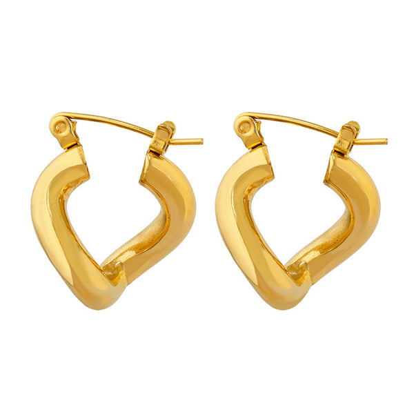Marka style jewelry geometric twist special-shaped titanium steel plated 18k gold retro personality niche earrings