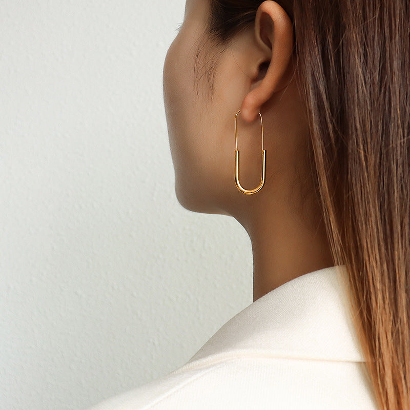 Long pin earrings jewelry, ear-mounted earrings, titanium steel plated with 18K real gold, non-fading jewelry women