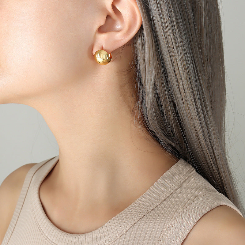 Fashion Personality Simple Trend Minimalist Glossy Copper Material C-Shaped Earrings Women's Fashion Commuter Earrings 99