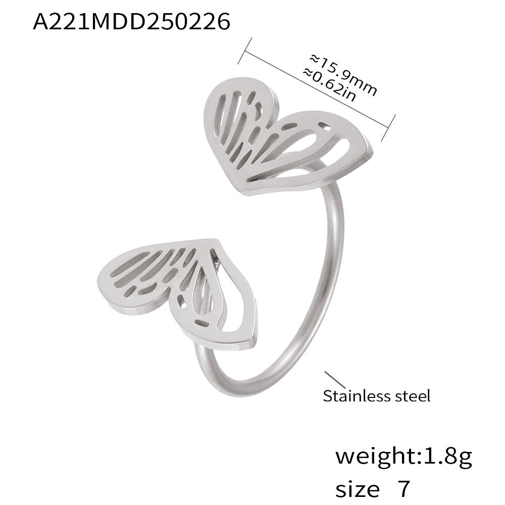 Butterfly fairy ring female creative opening niche design stainless steel plated 18K real gold color retention hand jewelry 99