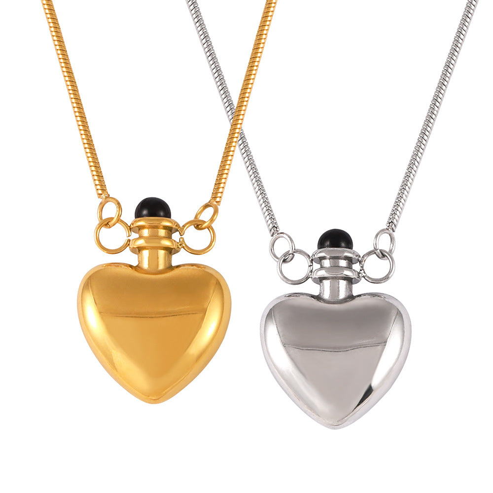 Fresh and simple personalized jewelry, love shape, small kettle design, weight color glaze pendant, titanium steel necklace