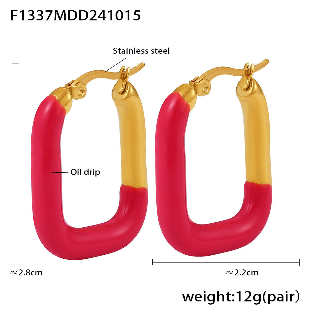 U-shaped drip earrings, fashionable new trendy stainless steel gold-plated color-preserving ear jewelry