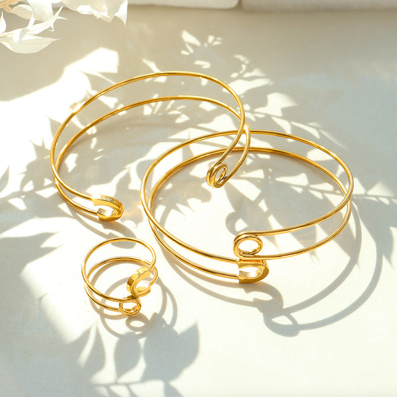 Autumn and winter pin opening adjustable bracelet bracelet ring women's ring jewelry set Z206-A12699