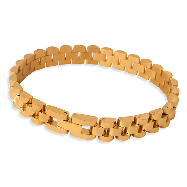 New high-end fashion versatile personality niche design titanium steel gold-plated chain texture bracelet jewelry women