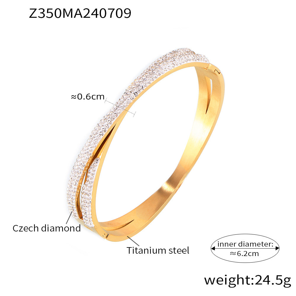 Hot-selling niche fashion versatile jewelry cross shape diamond design titanium steel gold-plated bracelet