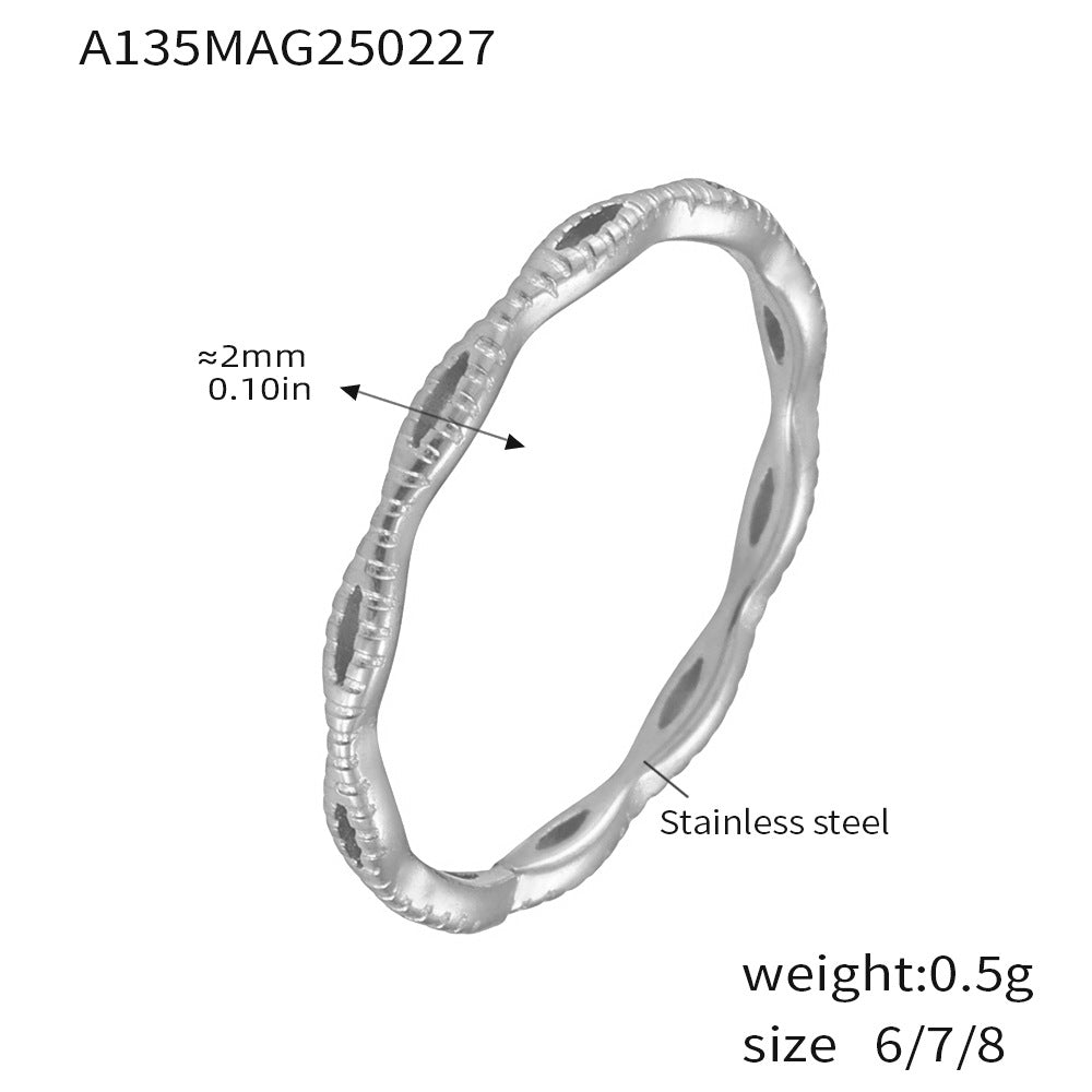 Irregular open ring ins wind niche design titanium steel PVD plated 18K real gold color retention ring women