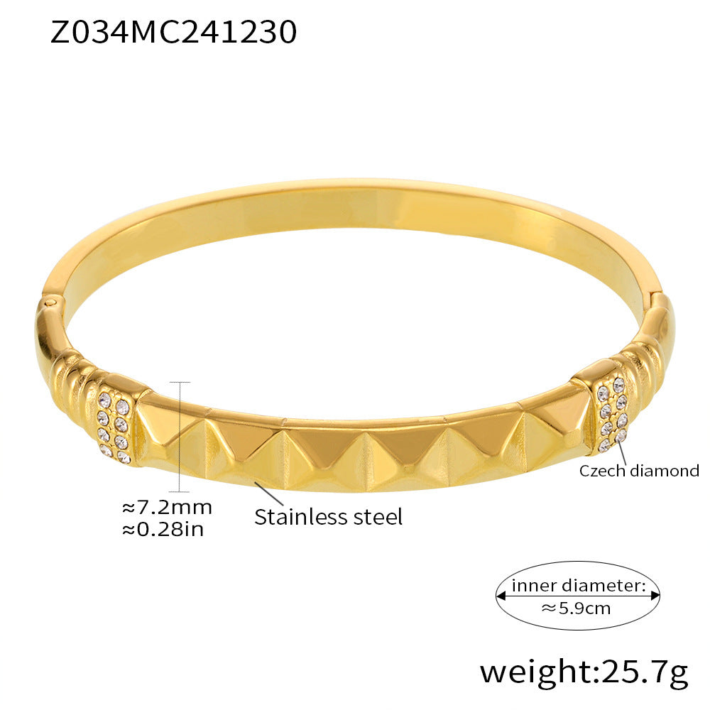 Xiaoxiangfeng rivet rhinestone buckle bracelet stainless steel electroplated 18K real gold spot luxury bracelet
