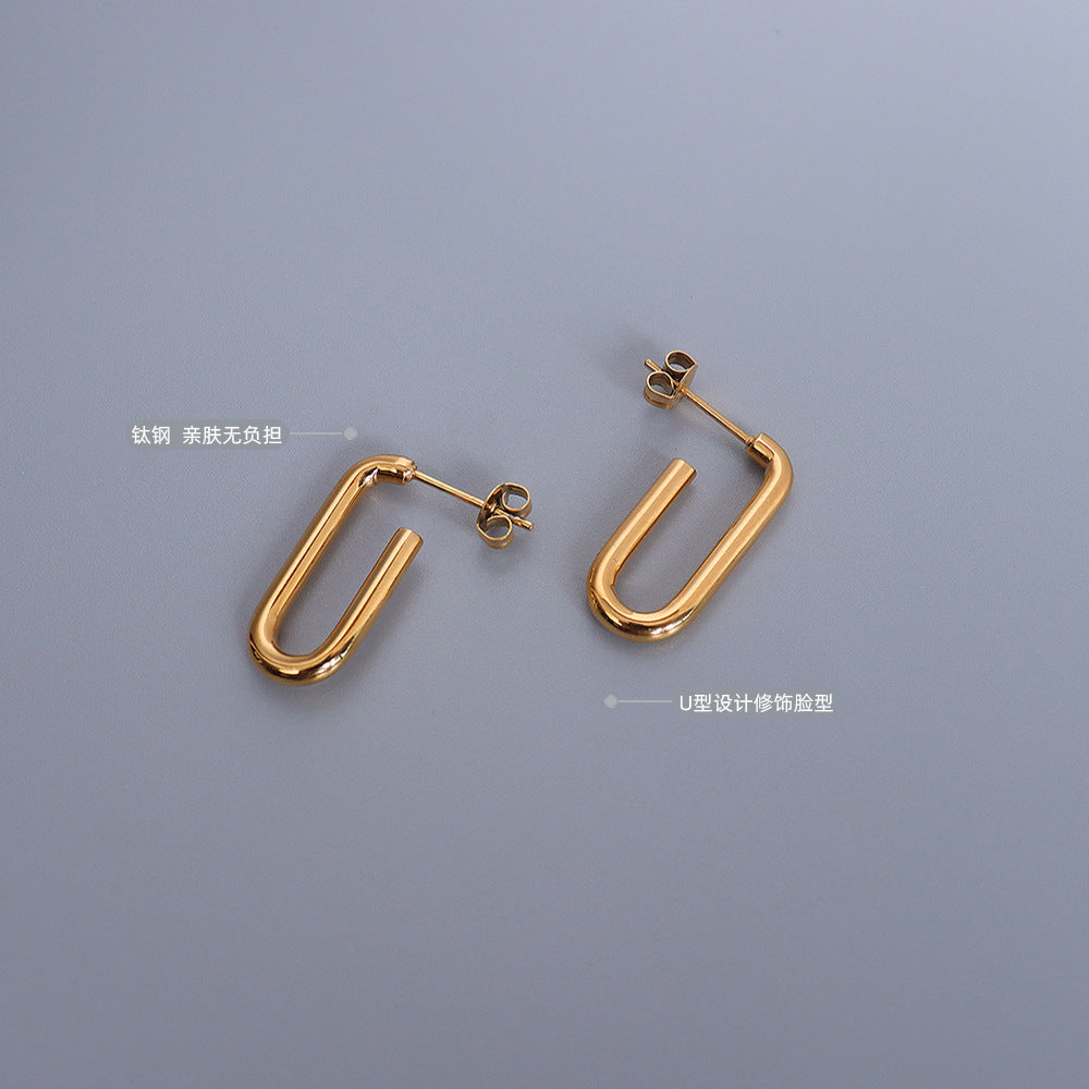 Marka Jewelry earringU Geometric Earrings Stud Earrings Titanium Steel 18k Gold Earrings F456
