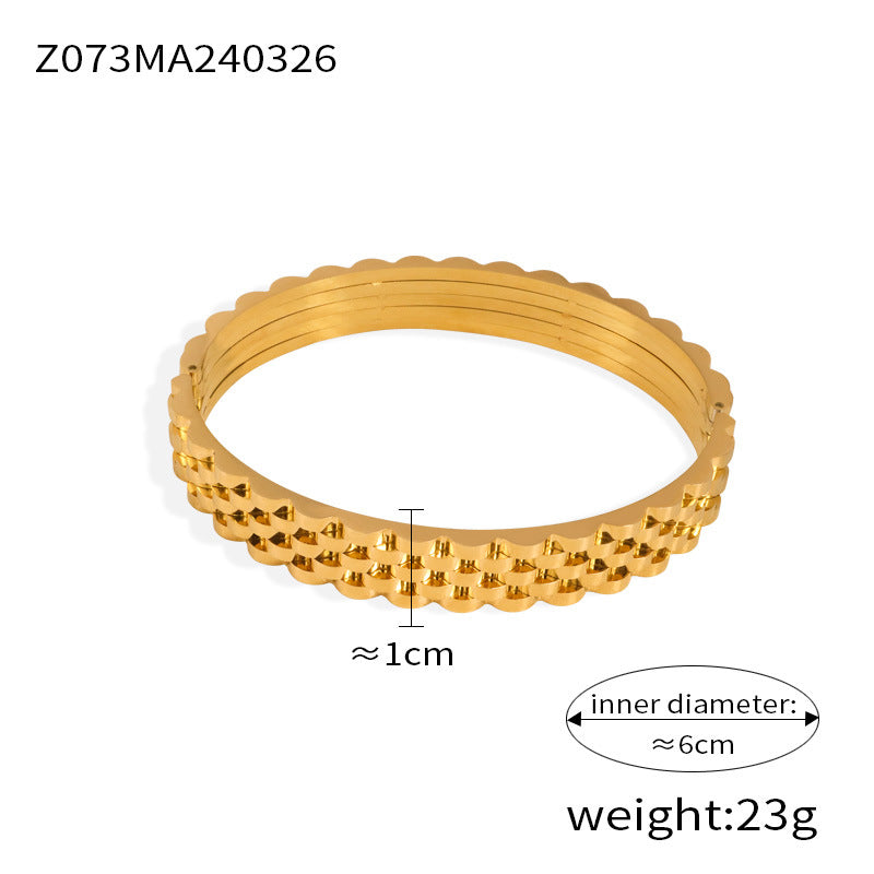 Niche personality light luxury high-end jewelry geometric diamond-encrusted design titanium steel gold-plated versatile bracelet