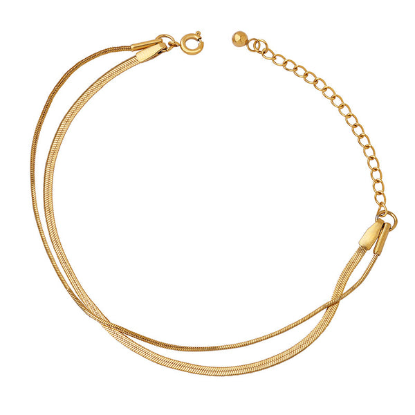 Jewelry deduction double-layer blade chain exquisite bracelet versatile trend titanium steel gold-plated girlfriend jewelry E20899