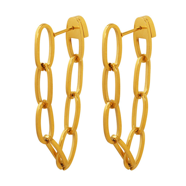 Cold wind personality fashion trend double chain earrings fringed earrings refreshing temperament earrings women F331pp