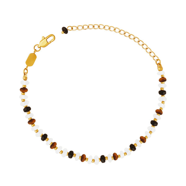 High-end natural bracelet, white jade, black agate, tiger's eye stone, personalized handmade beaded fashion bracelet, commuter women's jewelry.