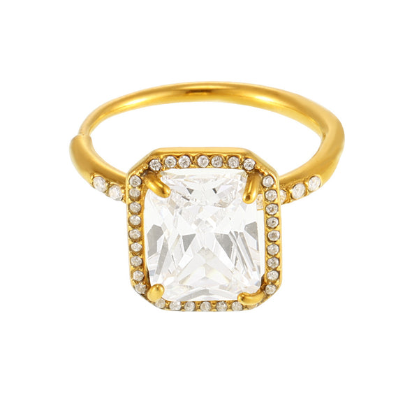 Large zircon diamond opening adjustable ring women do not fade titanium steel fashion light luxury index finger ring 99
