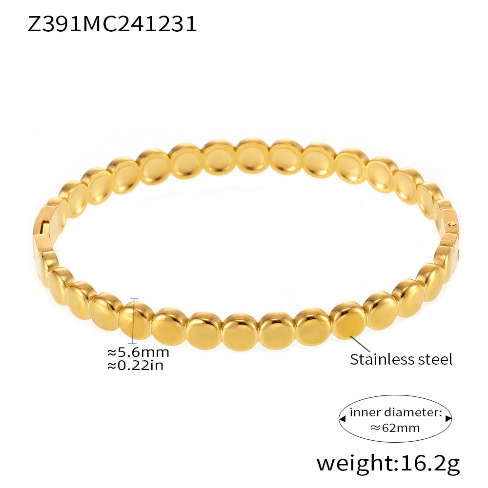 Golden bean dot buckle bracelet titanium steel electroplated 18K real gold does not fade spot factory wholesale