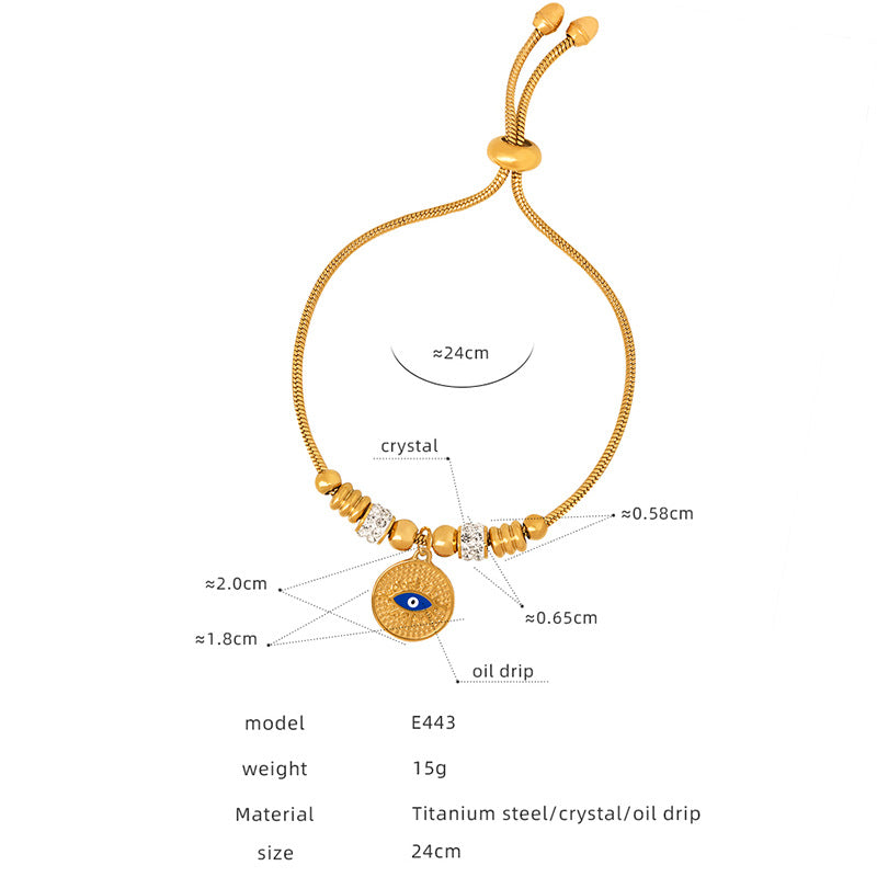 Titanium steel electroplated gold 18k does not fade, personalized exaggeration, eye pendant, bracelet, women's wholesale jewelry