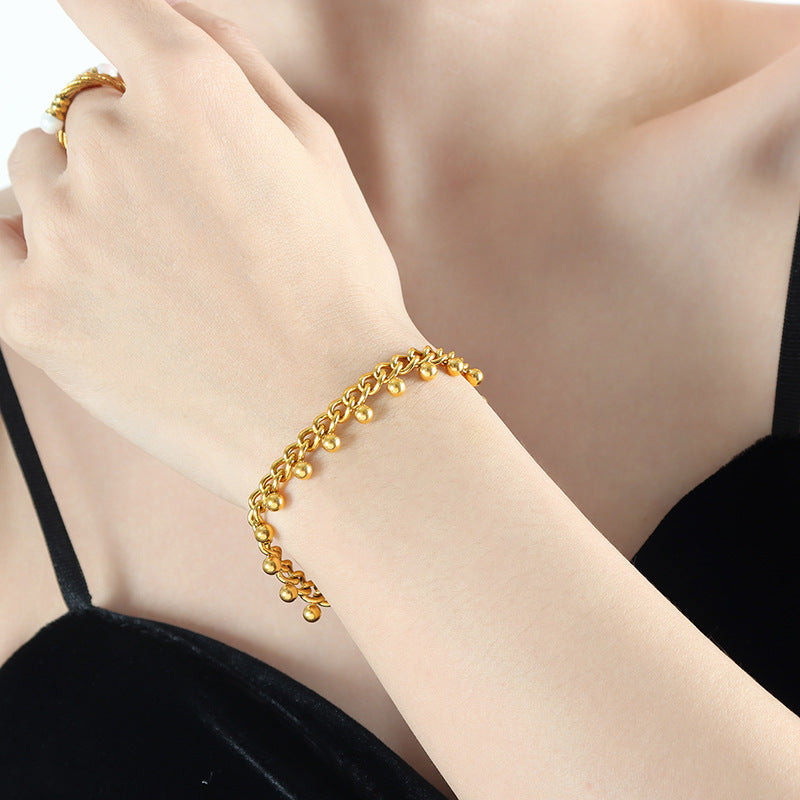 New Stainless Steel Cuban Chain Light Luxury Versatile Jewelry Trend Gas Plated 18K Gold Bracelet