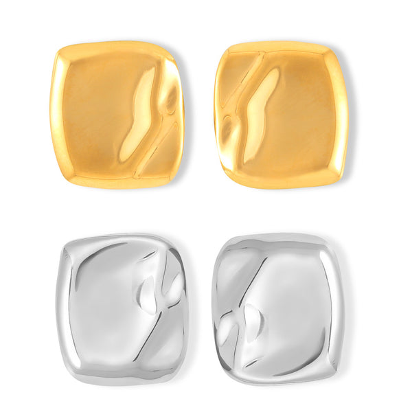 Fashion Commuter Minimalist Style Personality Niche Versatile Accessories Geometric Irregular Texture Design Titanium Steel Stud Earrings