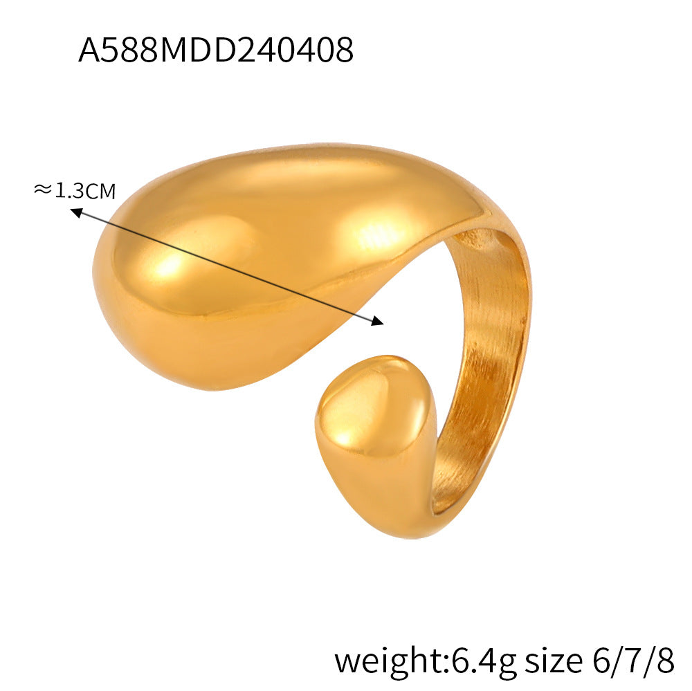 Personalized diamond-set design sense geometric ring female niche texture titanium steel gold-plated index finger ring
