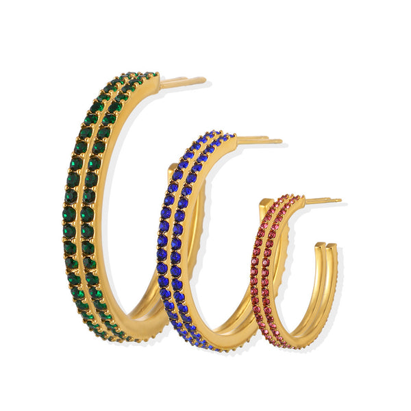 Fine titanium steel inlaid zircon earrings fashion light luxury personalized temperament earrings spot wholesale